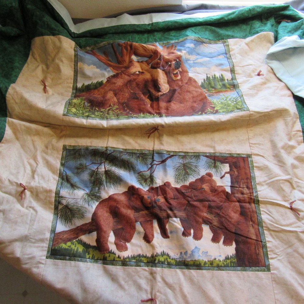 Homemade Kids Quilt Bears and Moose
